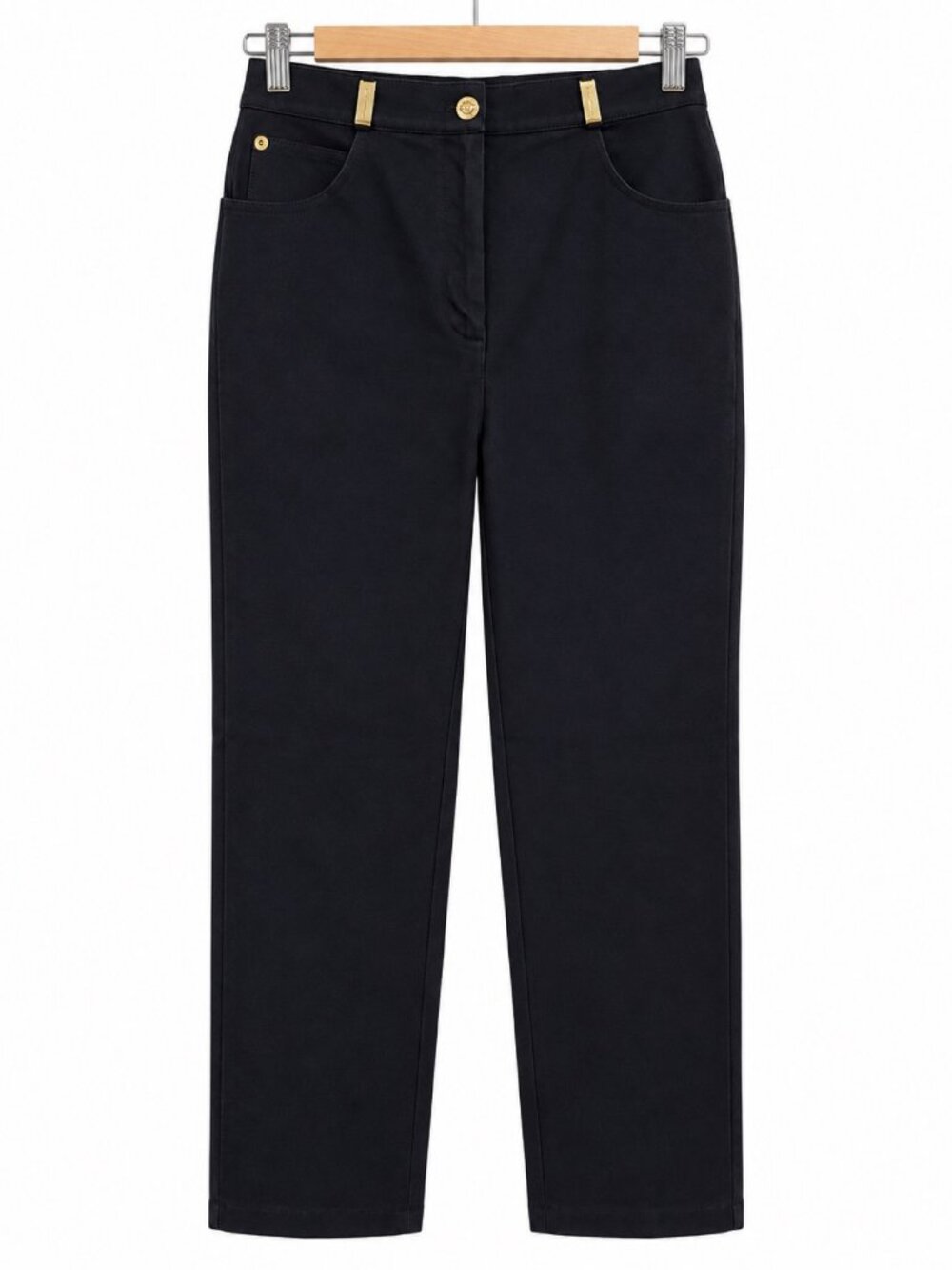 St. John Sport by Marie Gray Black Stretch Pants Gold Hardware — Size 4